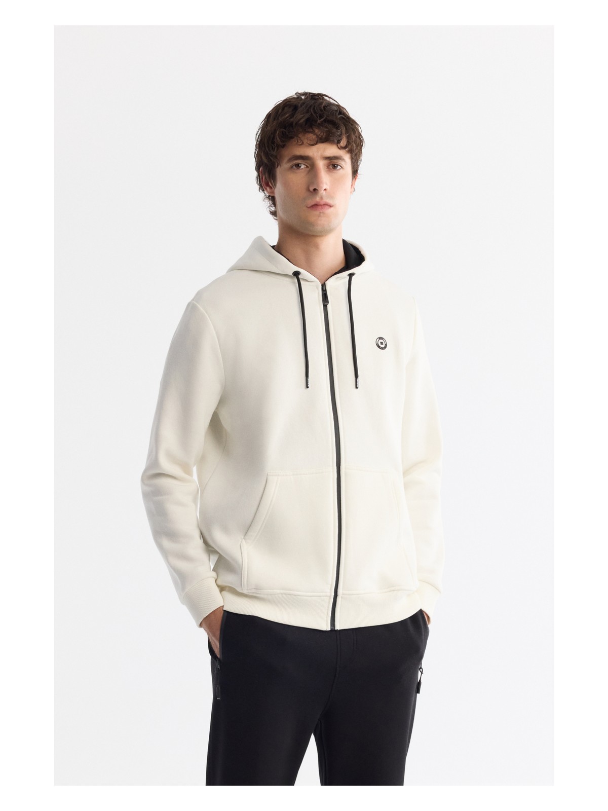 AVVA Erkek Gri Kapüşonlu 3 İplik Şardonlu Fermuarlı Regular Fit Sweatshirt E001019 - Görsel 9