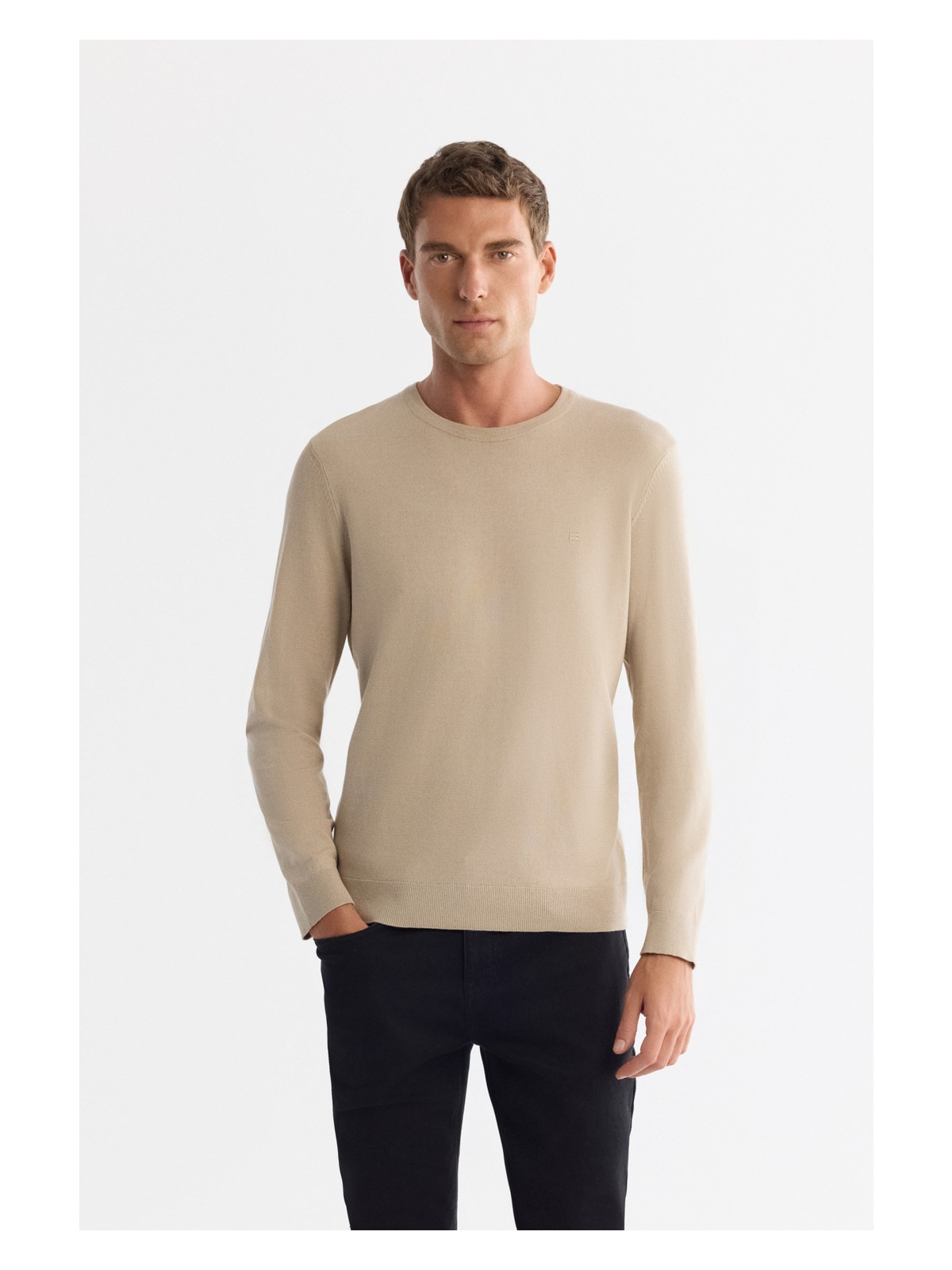 AVVA Erkek Gri Viskon Bisiklet Yaka Triko Regular Fit Kazak B005132 - Görsel 3