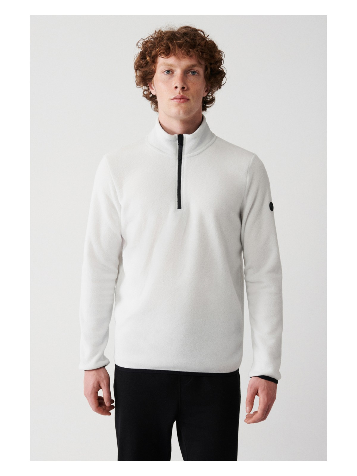 AVVA Erkek Bej Dik Yaka Fermuarlı Soft Touch Polar Regular Fit Sweatshirt E001068 - Görsel 6