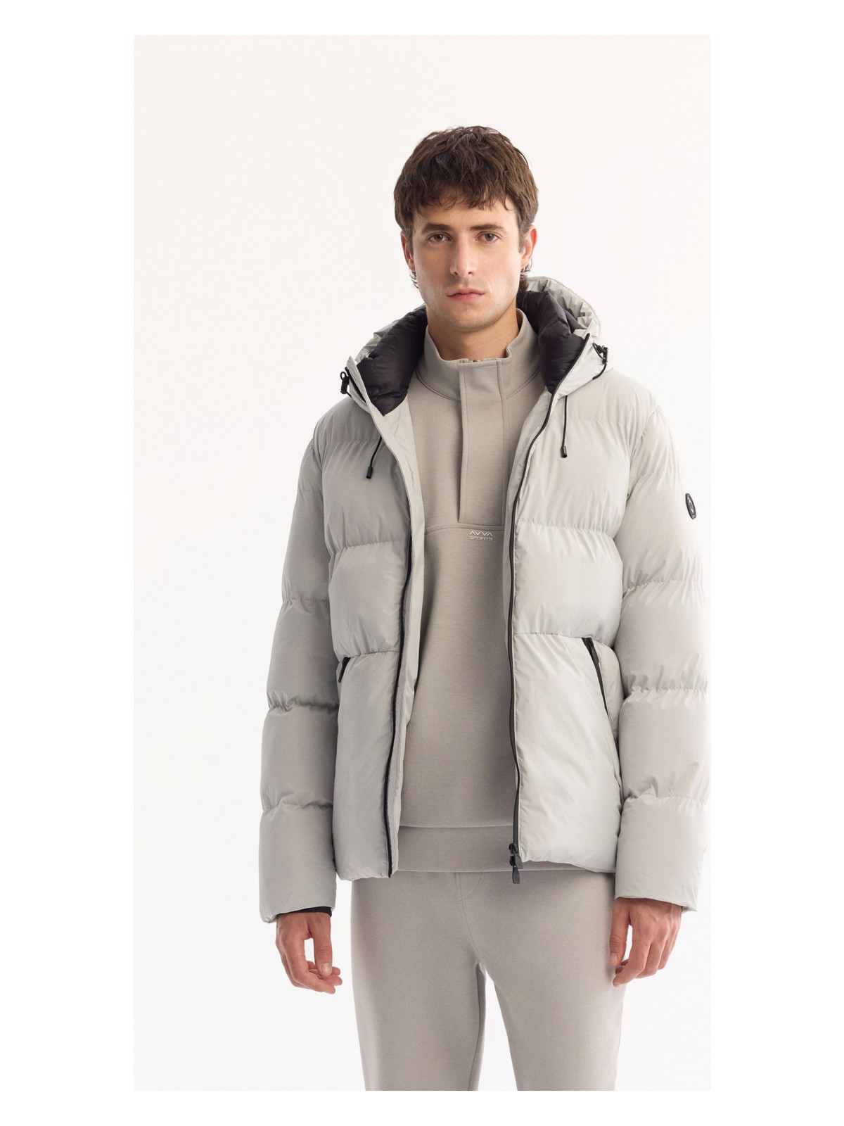 AVVA Erkek Açık Gri Kapüşonlu Su İtici Rüzgar Geçirmez -5°C Dayanıklı Comfort Fit Mont B006046