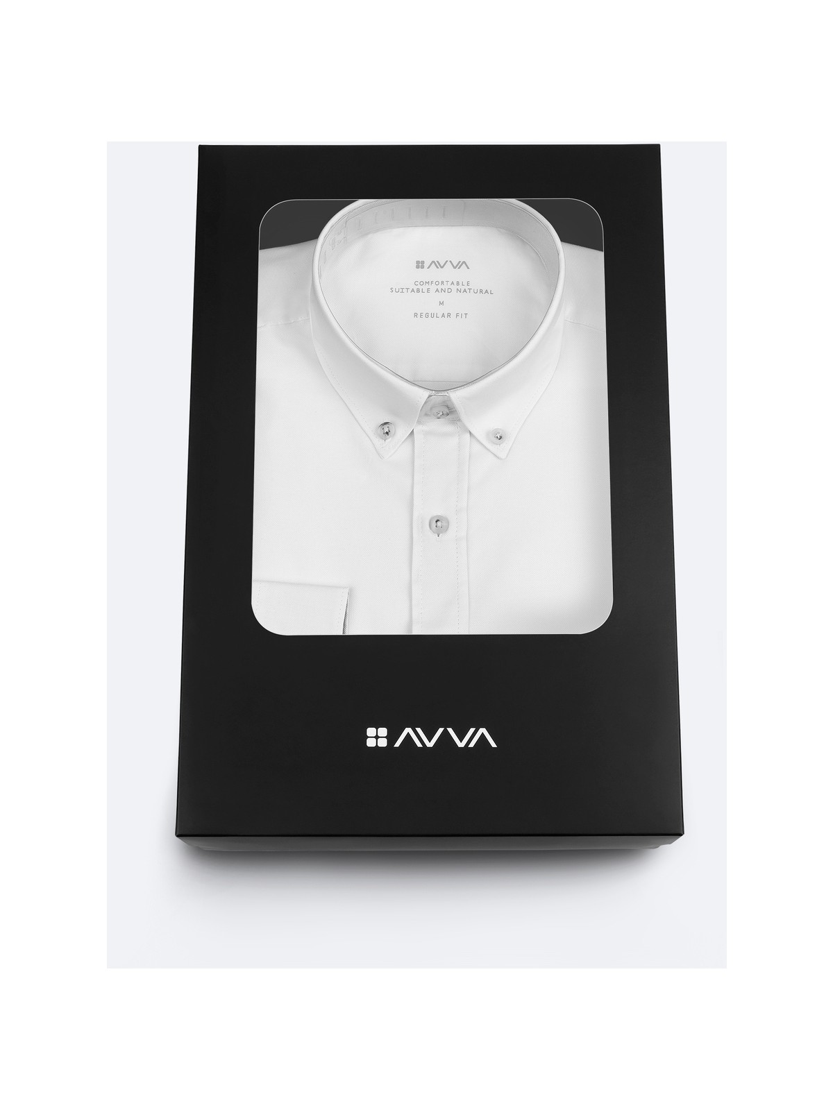 AVVA Erkek Beyaz Düğmeli Yaka Hediye Kutulu %100 Pamuk Basic Regular Fit Gömlek B002034