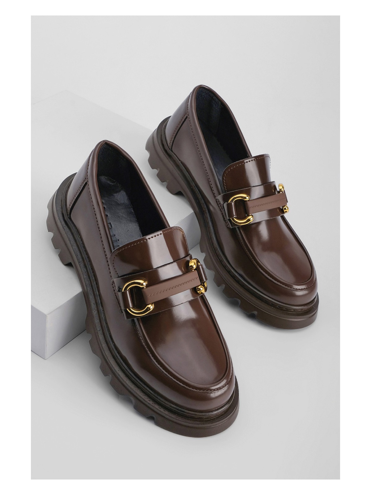 Marjin Kadın Loafer Yüksek Taban Tokalı Günlük Ayakkabı Kinles Siyah - Görsel 4