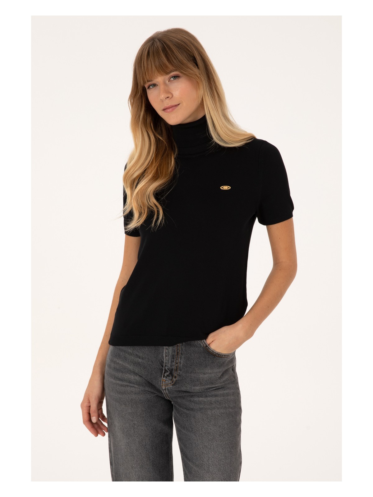 U.S. Polo Assn. Kadın Siyah Boğazlı Kazak 50314835-VR046