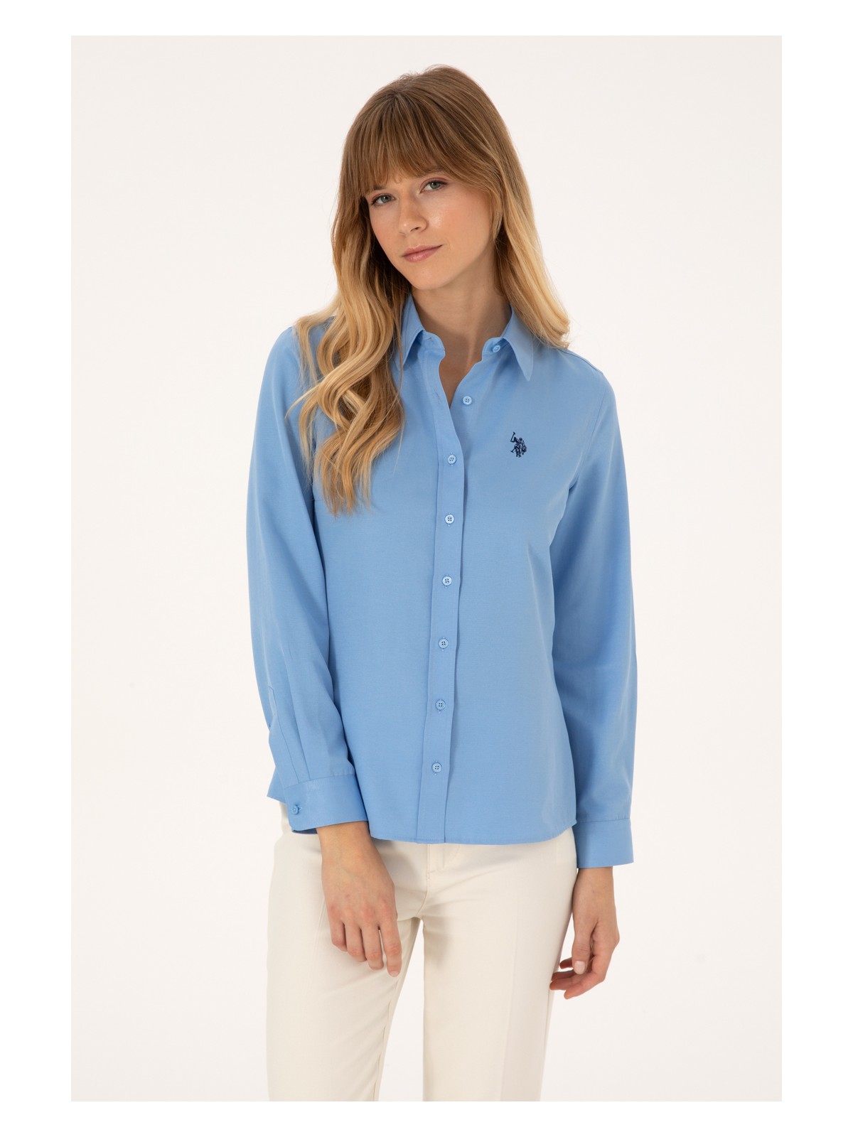 U.S. Polo Assn. Kadın Açık Mavi Uzun Kollu Basic Gömlek 50316711-VR003