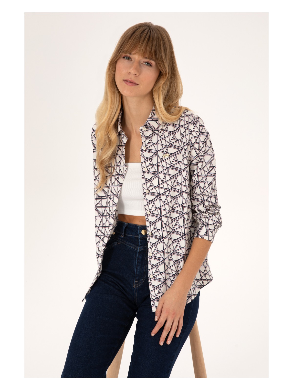 U.S. Polo Assn. U.s. Polo Assn. Kadın Açık Mavi Gömlek Desenli 50316376-VR003 - Görsel 3