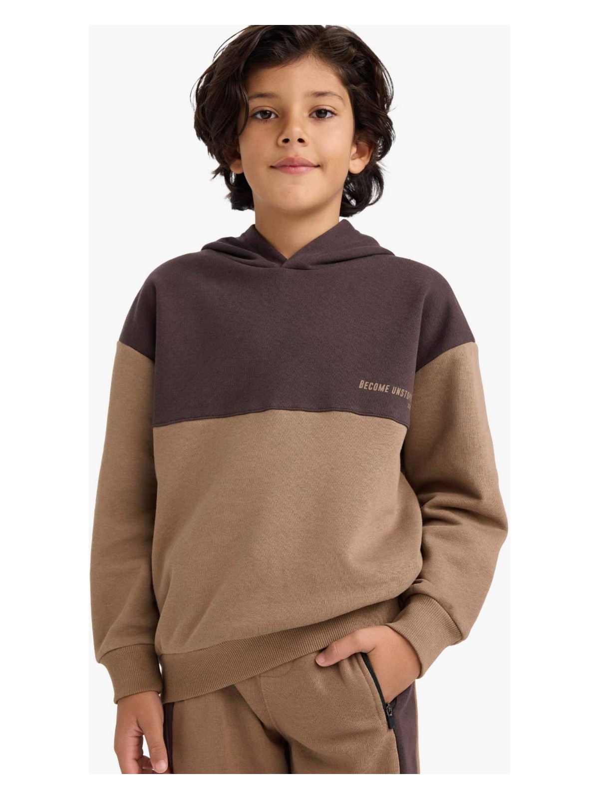 DeFacto Oversize Geniş Kalıp Kapüşonlu Baskılı İçi Yumuşak Tüylü Sweatshirt Erkek Çocuk G5541A825CW