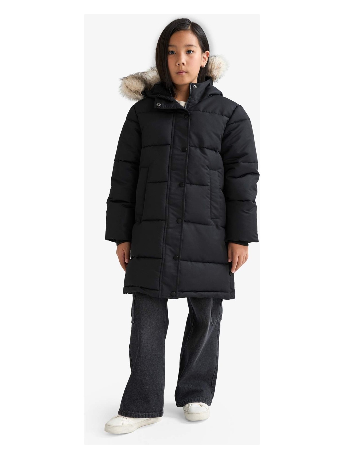 DeFacto Kapüşonlu Fermuarlı Parka Kız Çocuk C8755A825AU