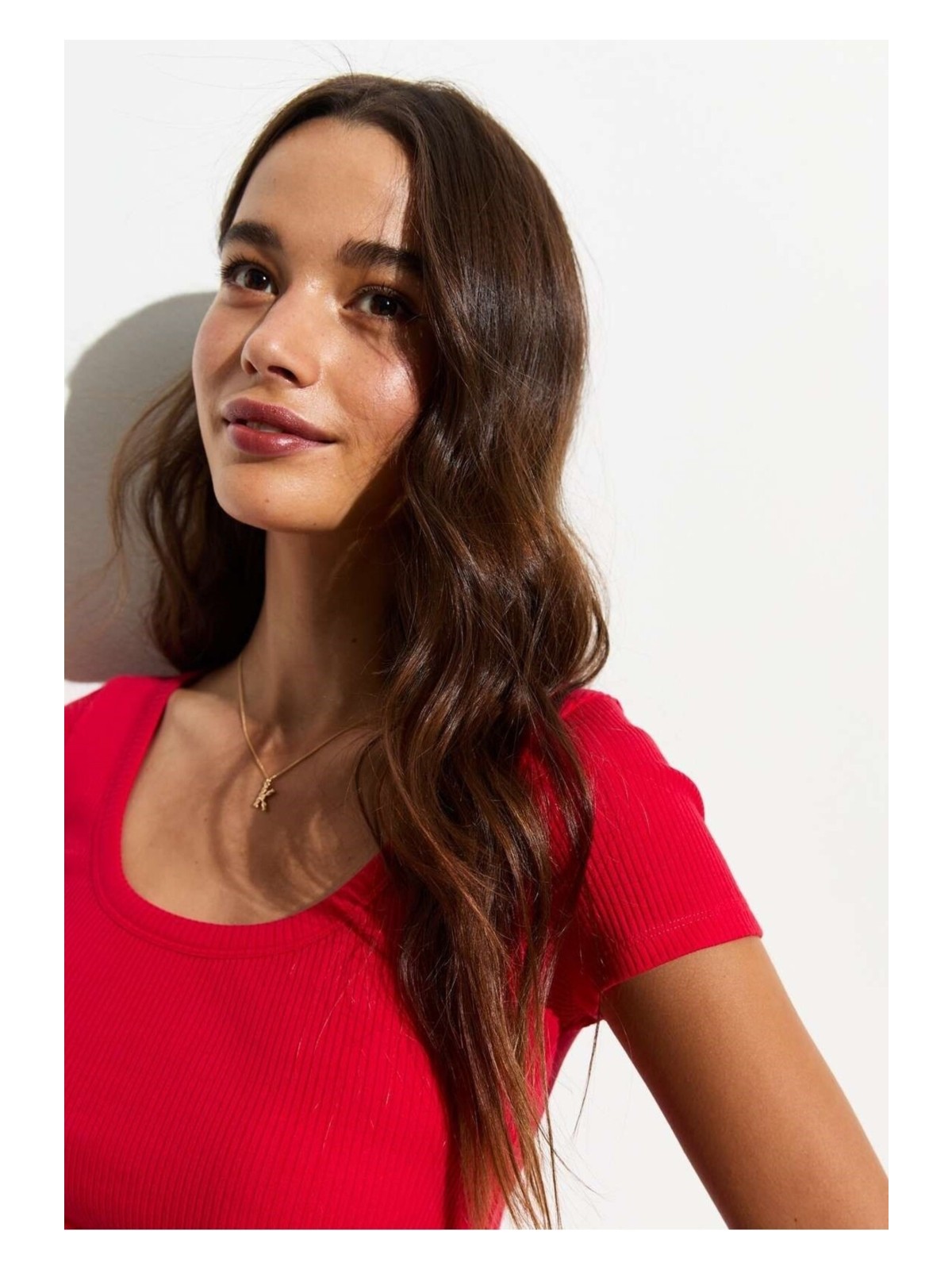Rooted Kadın Havuz Yaka T-Shirt & Bluz , Likralı Fitilli Kaşkorse Kumaş - Görsel 3