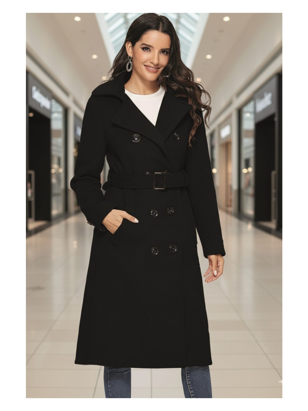 Aksesuarlı Kaşe Kaban Kemer Detaylı