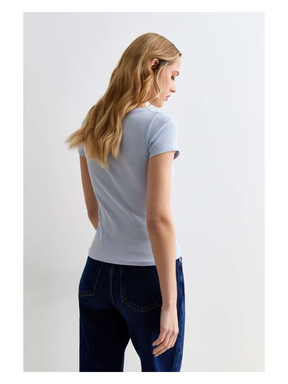 Rooted Kadın Ekru Kare Yaka T-Shirt & Bluz , Likralı Fitilli Kaşkorse Kumaş - Görsel 4