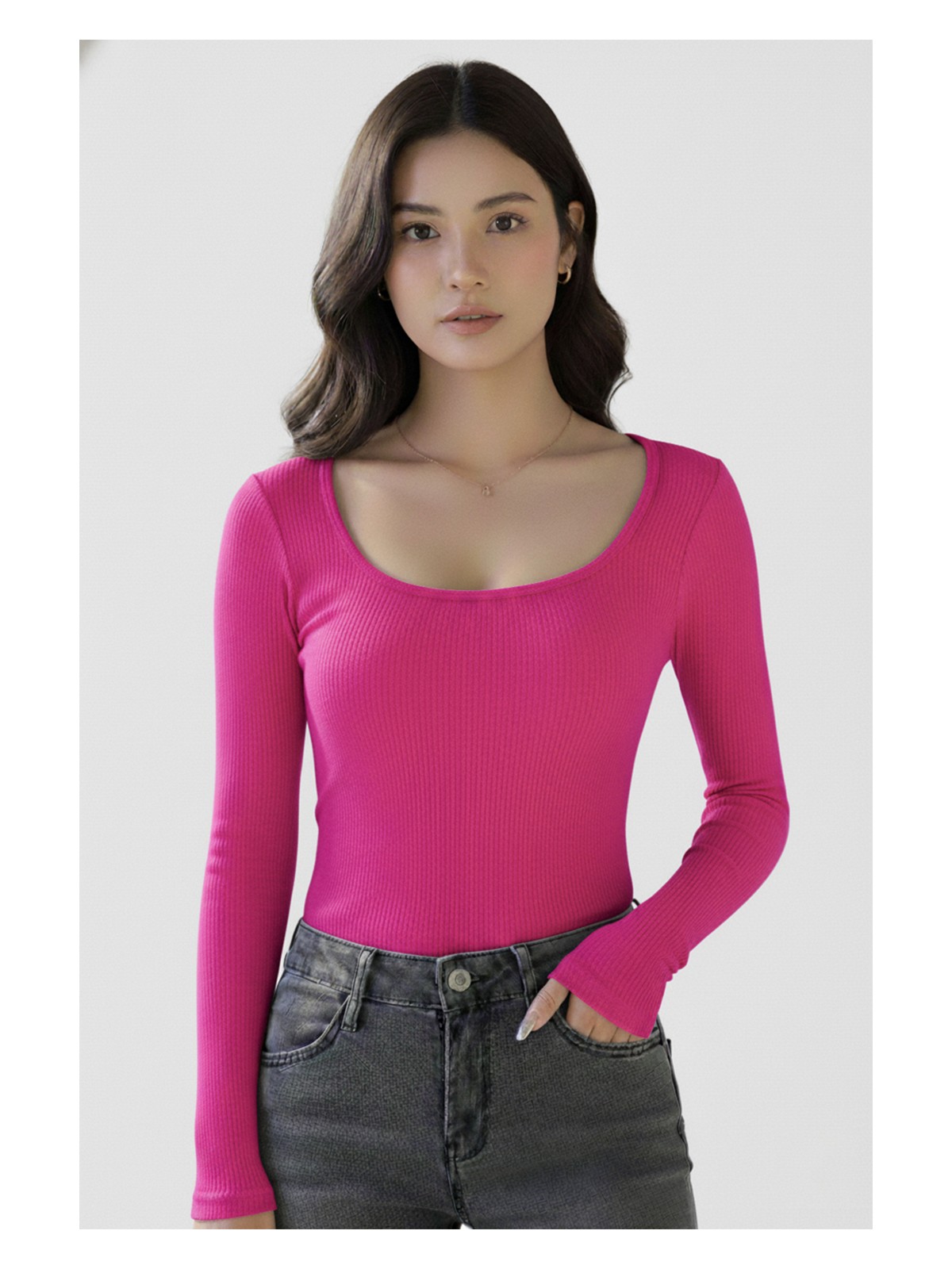 Swalora U Yaka Uzun Kollu Fitilli Crop Bluz - Görsel 7