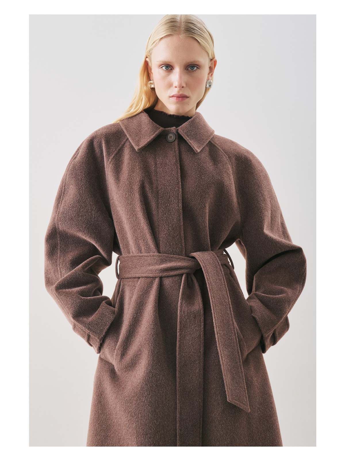 Manuka Premıum Kaşe Uzun Kaban Bej - Görsel 5