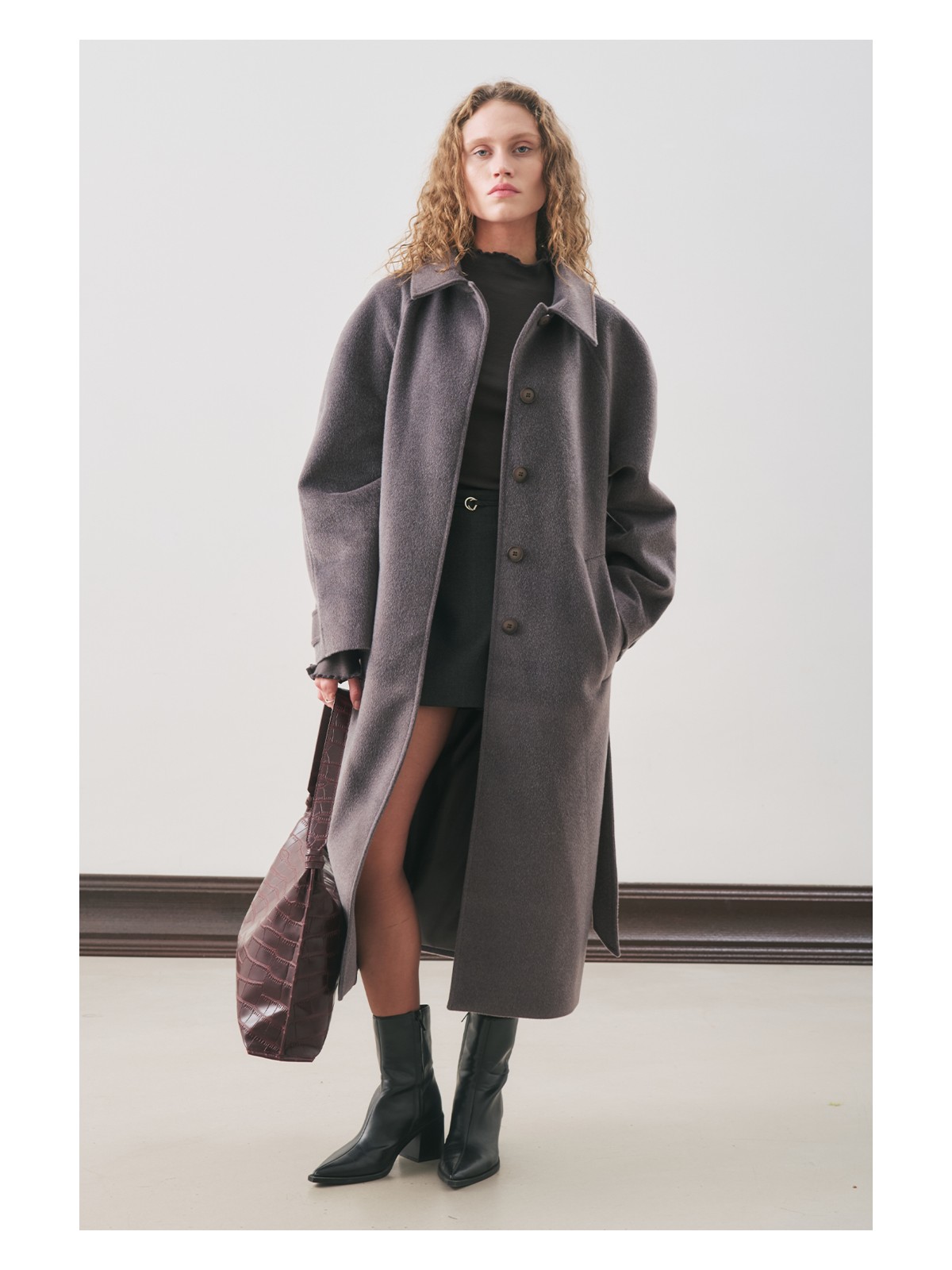 Manuka Premıum Kaşe Uzun Kaban Bej - Görsel 3