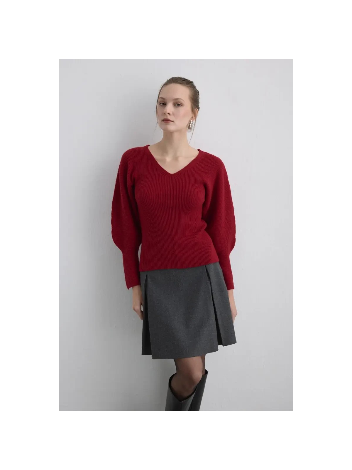 Gusto Yarasa Kol Yünlü Triko - Siyah - Görsel 4