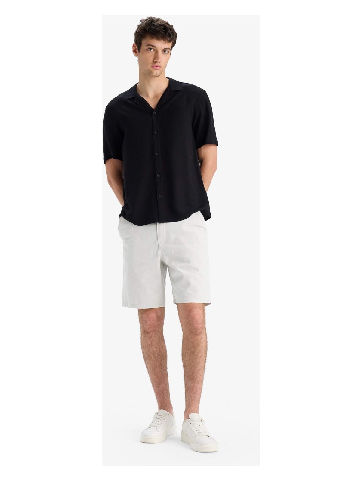 DeFacto %100 Pamuk Regular Fit Bermuda Şort E1231AX25SM - Görsel 9