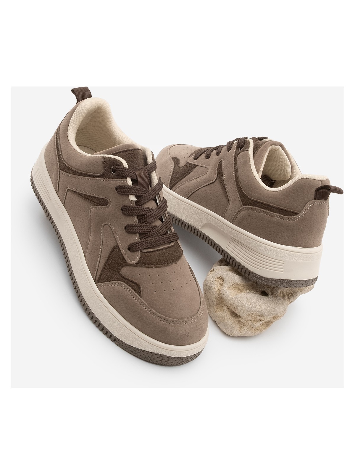 Marjin Kadın Sneaker Yüksek Taban Spor Ayakkabı Aryan Kahve - Görsel 8