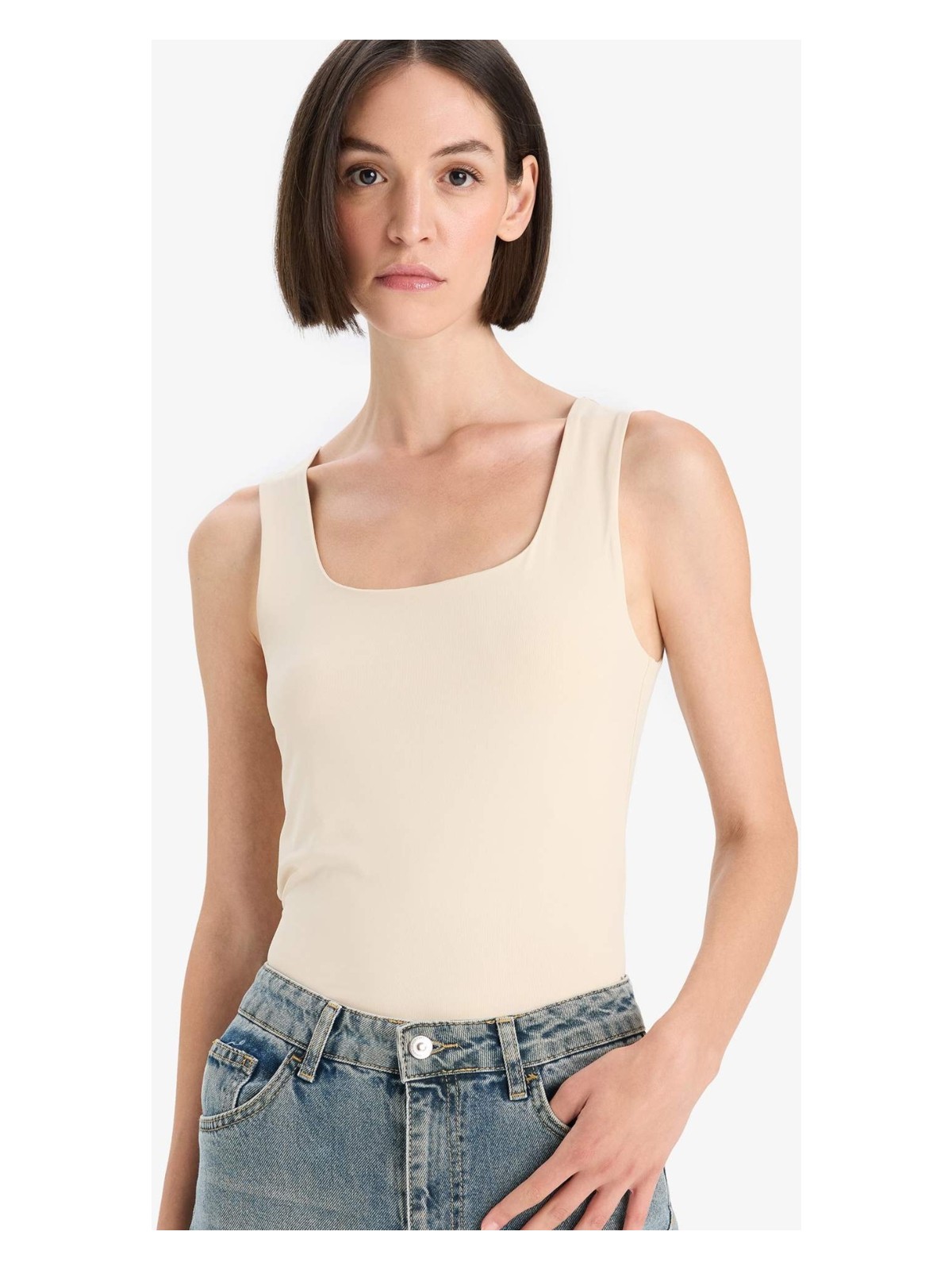 DeFacto Slim Fit Basic Düz Kare Yaka Atlet C2622AX25AU - Görsel 7