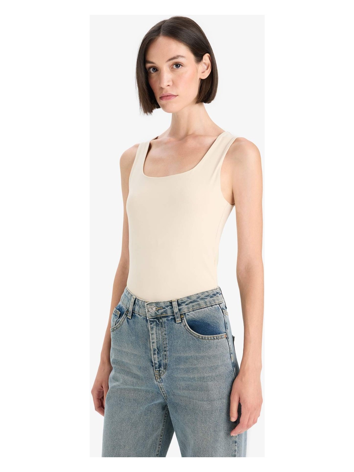 DeFacto Slim Fit Basic Düz Kare Yaka Atlet C2622AX25AU - Görsel 9