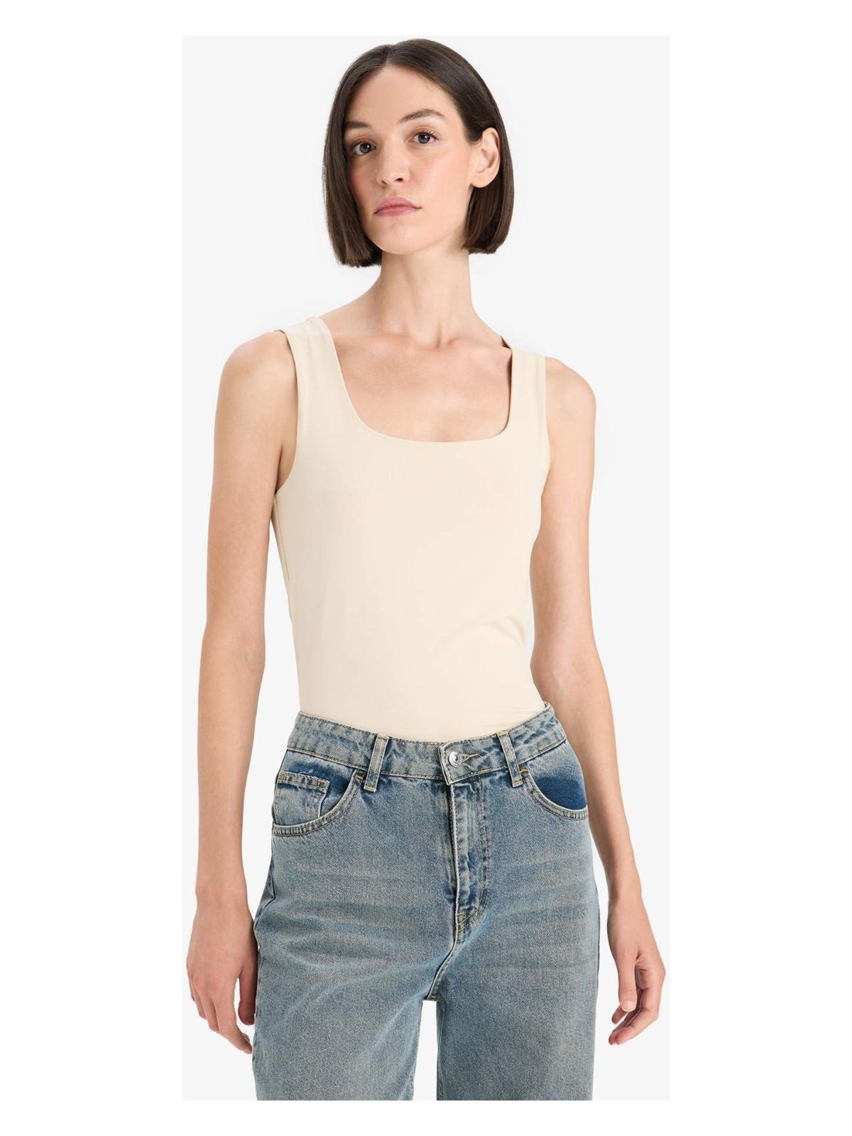 DeFacto Slim Fit Basic Düz Kare Yaka Atlet C2622AX25AU - Görsel 10