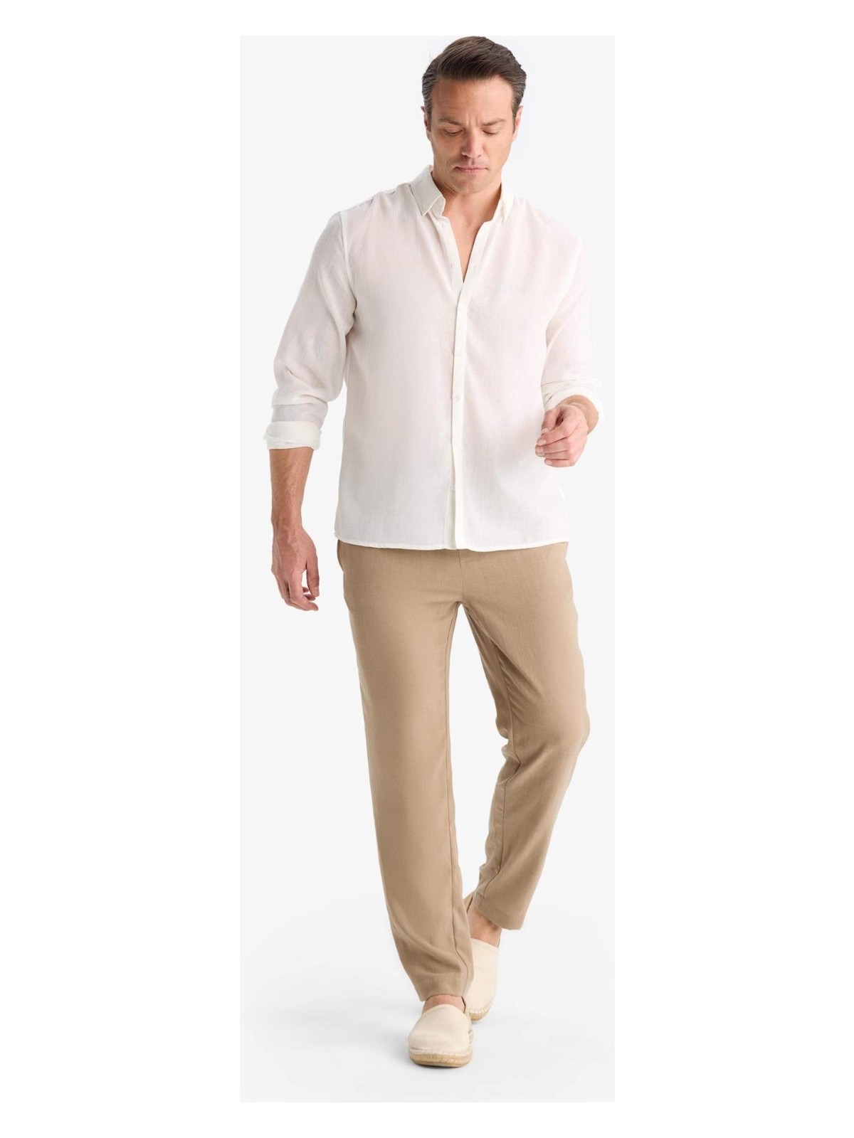 DeFacto Relax Fit Kısa Paça Keten Görünümlü Beli Bağcıklı Lastikli Cepli Pantolon E4790AX25AU - Görsel 10