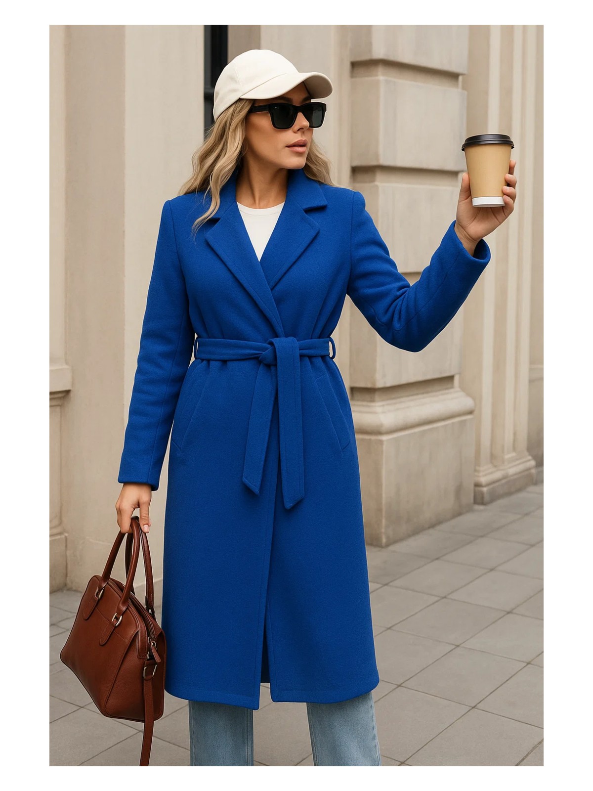 Comstar Kadın Kışlık Trend Kuşaklı Uzun Vizon Kaşe Kaban - Görsel 8