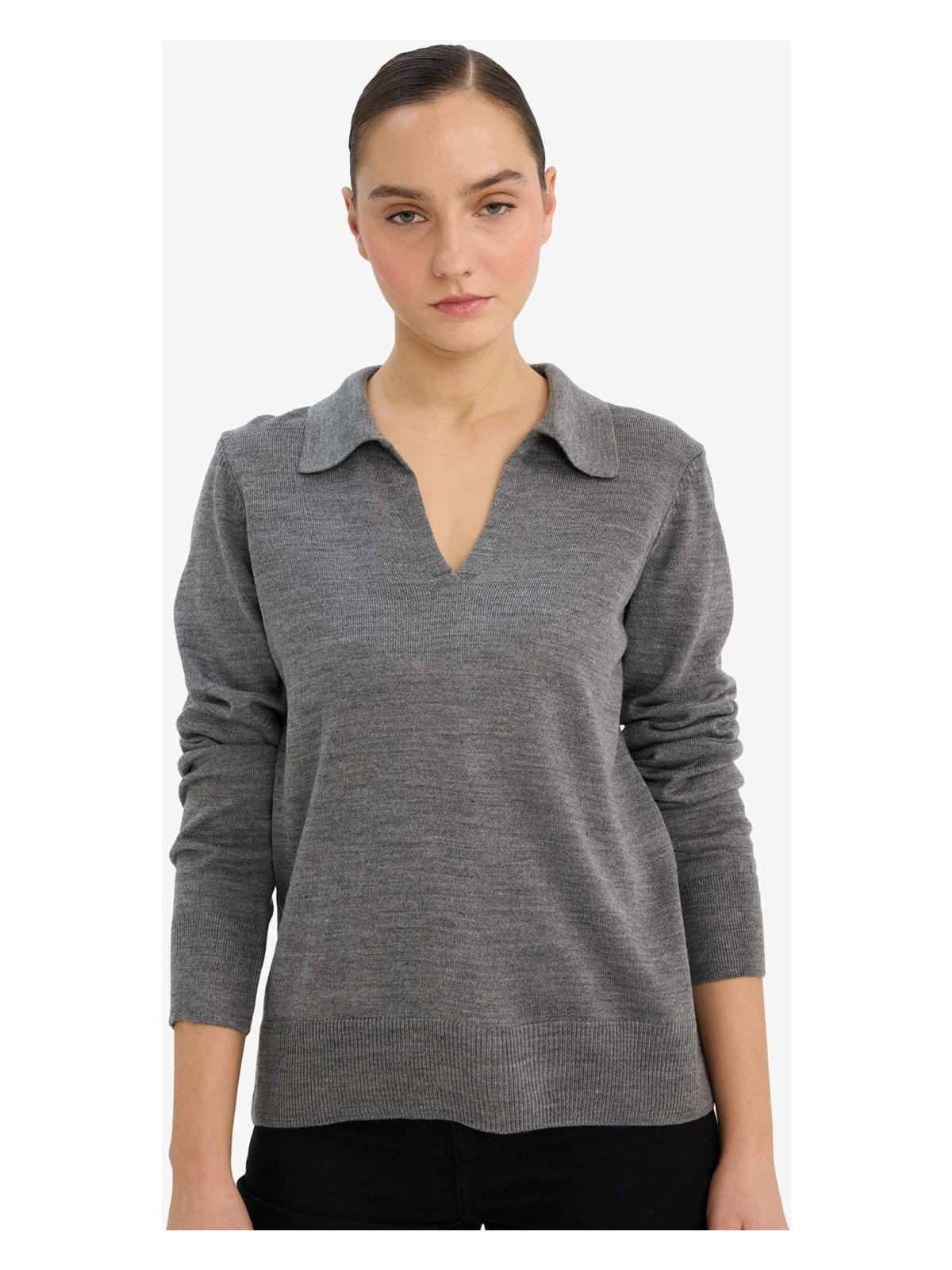 DeFacto Regular Fit Polo Yaka Triko Kazak F0405AX25WN - Görsel 5