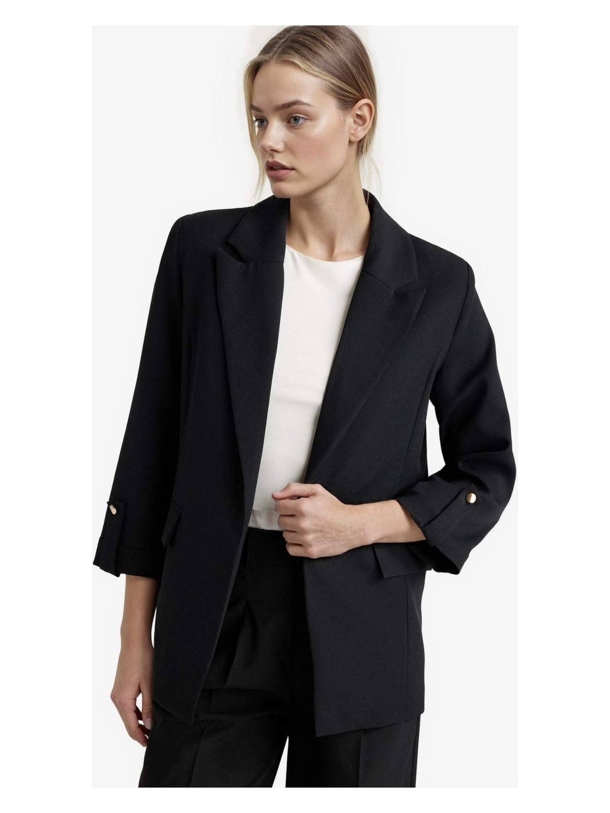 DeFacto Oversize Ceket Yaka Basic Blazer Ceket C3215AX25AU - Görsel 2