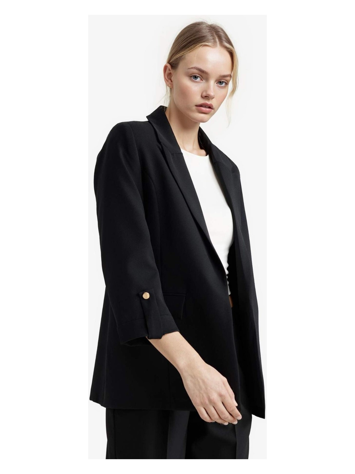 DeFacto Oversize Ceket Yaka Basic Blazer Ceket C3215AX25AU - Görsel 3