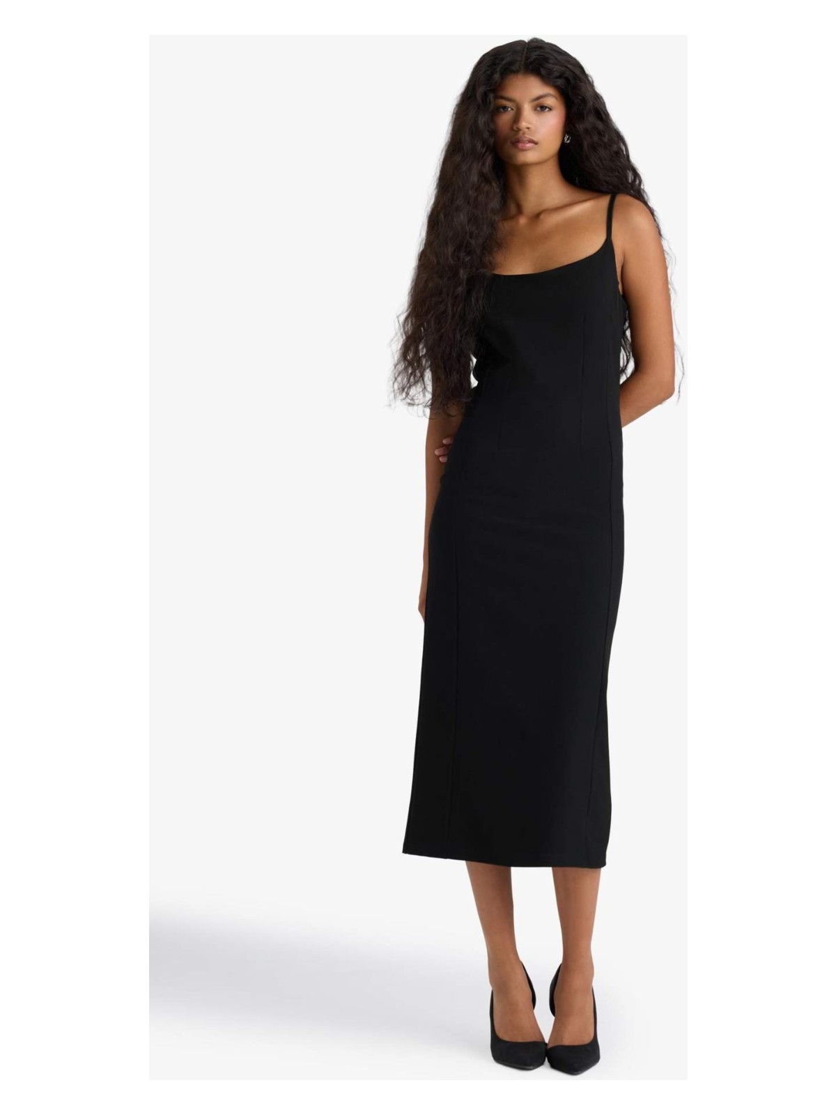 DeFacto Bodycon Vücudu Saran İnce Askılı Midi Elbise F9263AX25WN - Görsel 6