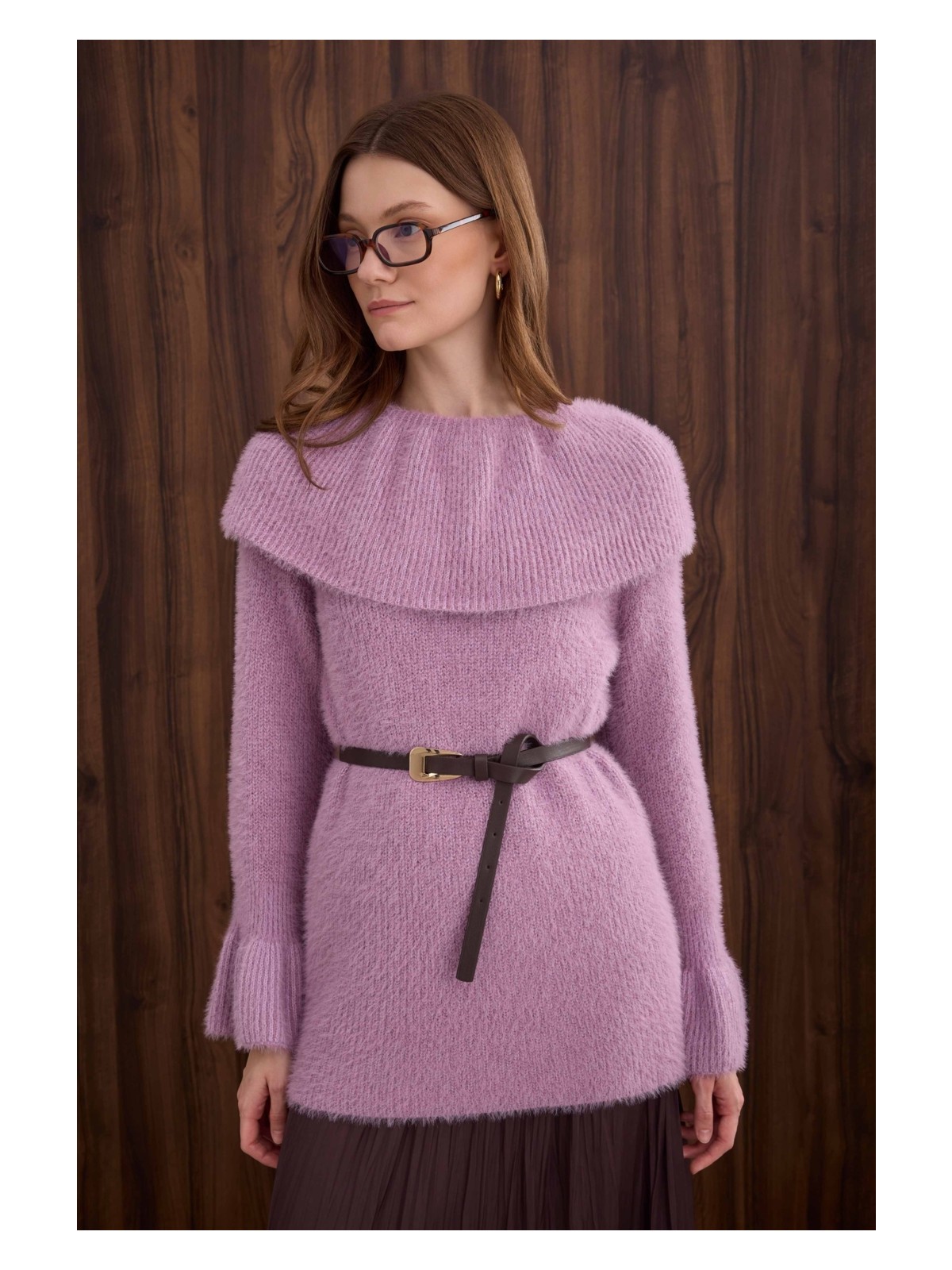 HE-QA Yaka Detaylı Kazak Kırmızı - Görsel 7