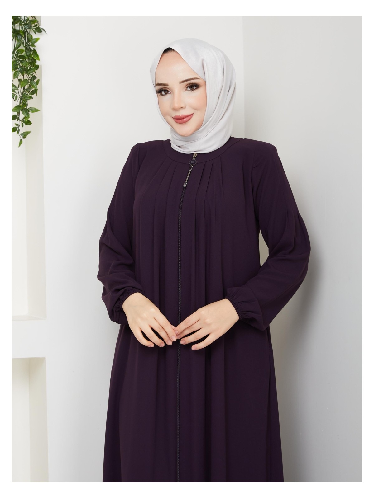 Eslemnur Gündelik Hac ve Umrelik Boyundan Pileli Ferace - Görsel 6