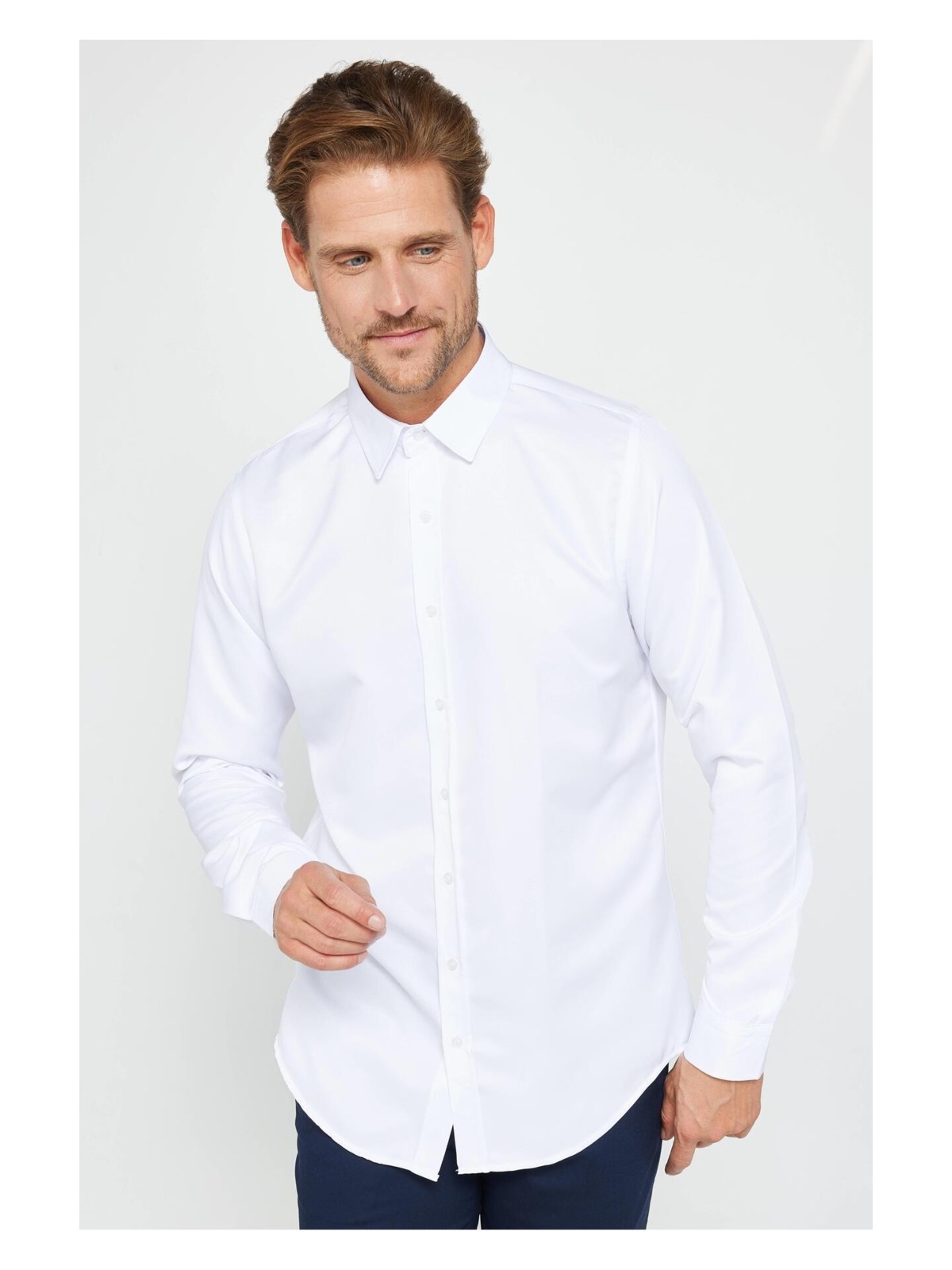 Tudors Slim Fit Uzun Kollu Kolay Ütü Teri Emen Nefes Alan Doku Kravatlık Dört Mevsim Siyah Erkek Gömlek - Görsel 5