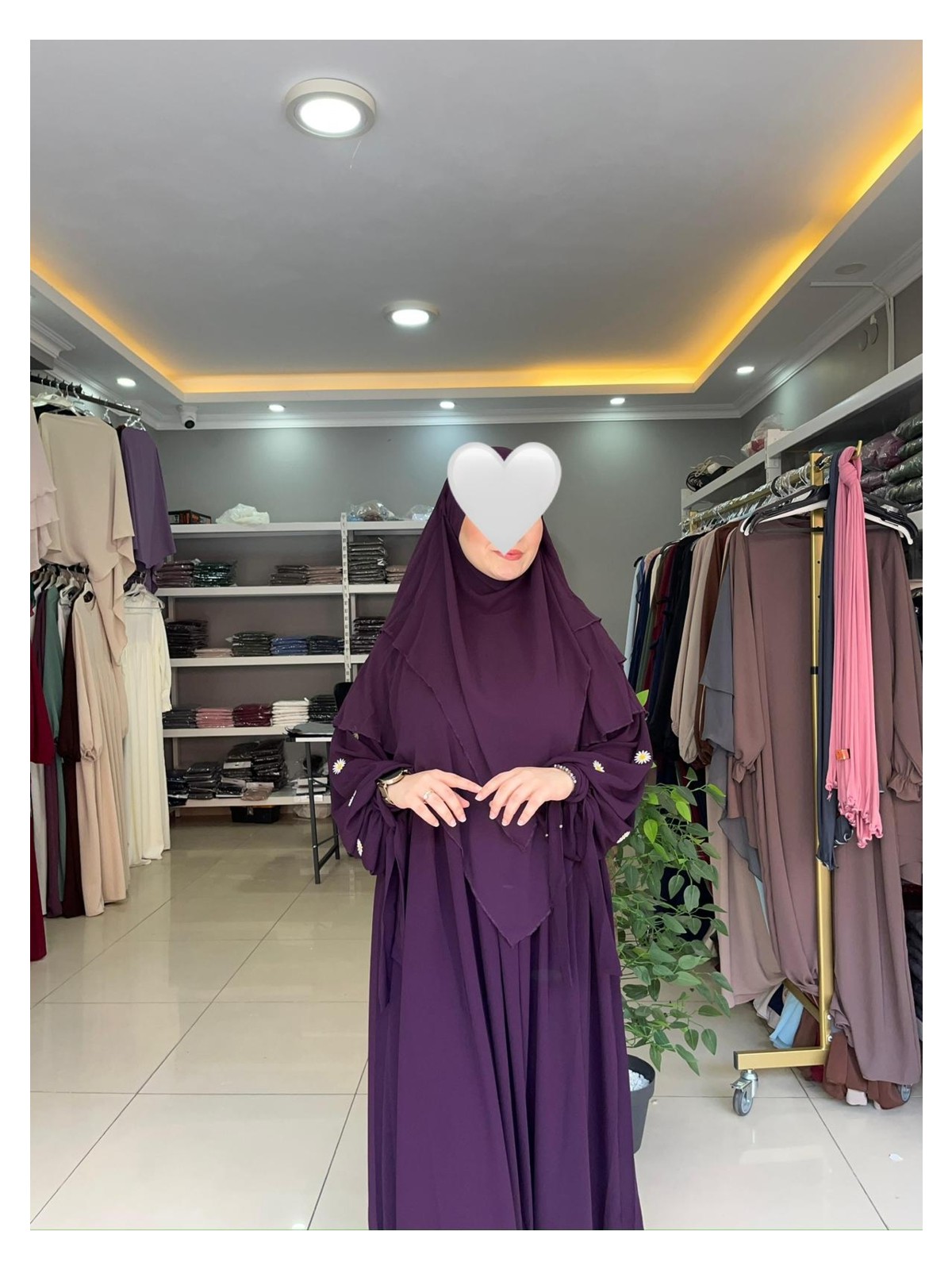 Yüsra Collection Papatya Nakışlı Liza Elbise ve Kısa Sufle 2 'li Takım - Görsel 5