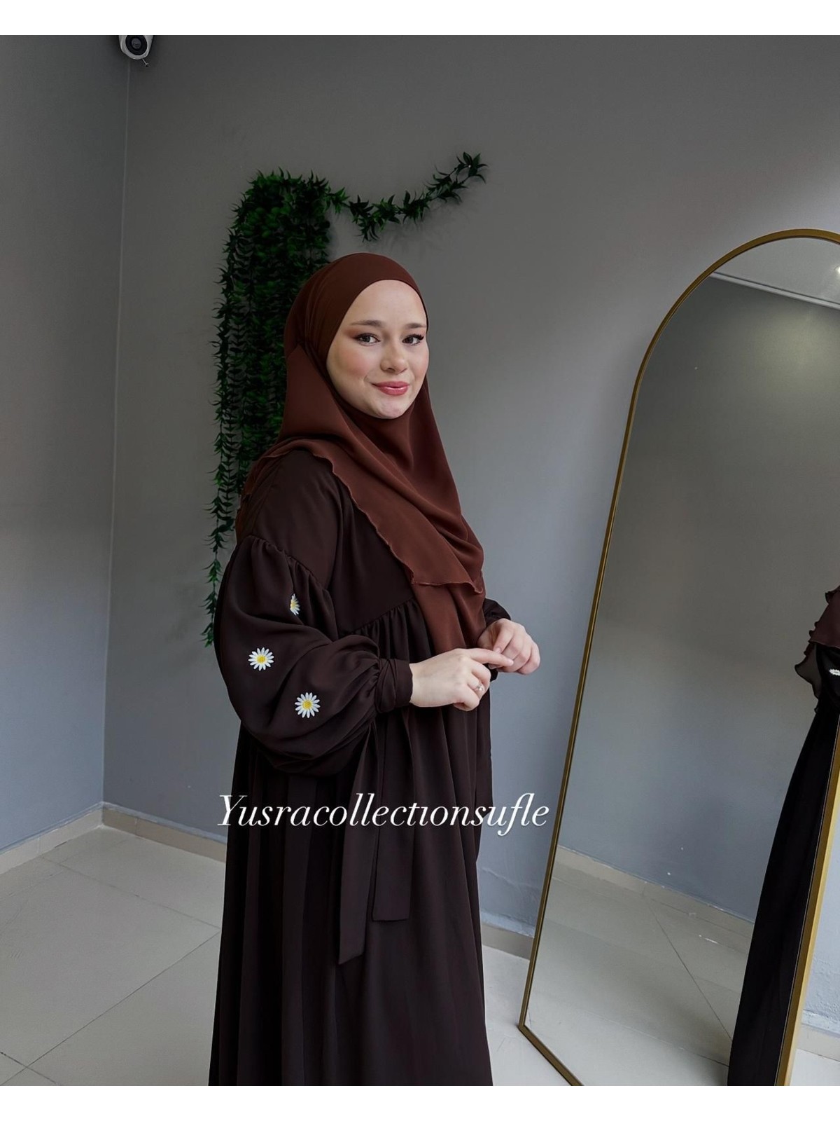 Yüsra Collection Papatya Nakışlı Liza Elbise ve Kısa Sufle 2 'li Takım - Görsel 10