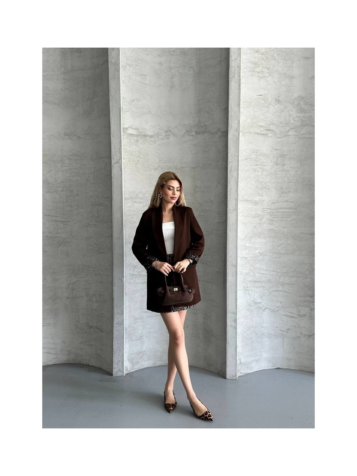 My Lunessa Leopar Astarlı Blazer Ceket - Görsel 4