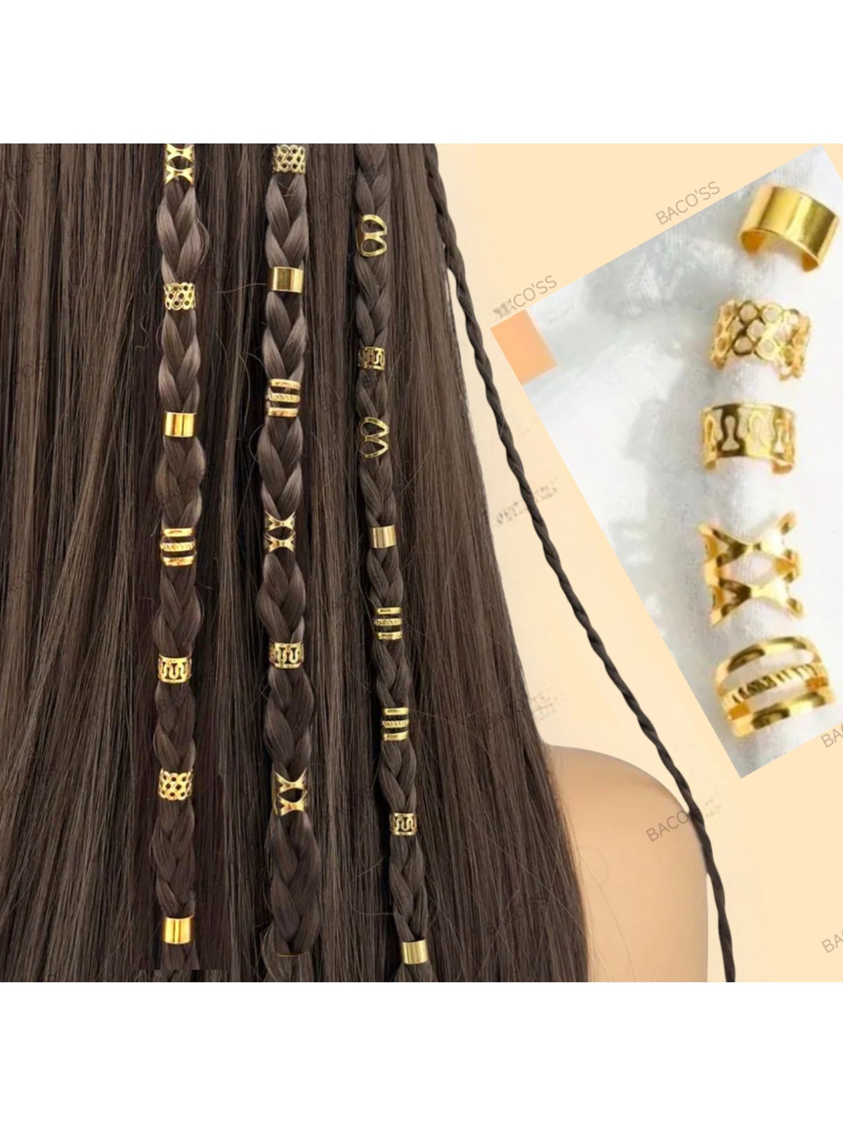 Bacoss Bohem Saç Halkası-Saç Küpesi Seti Modern Stil 10 Lu Hair Charms ( BC-1219 )