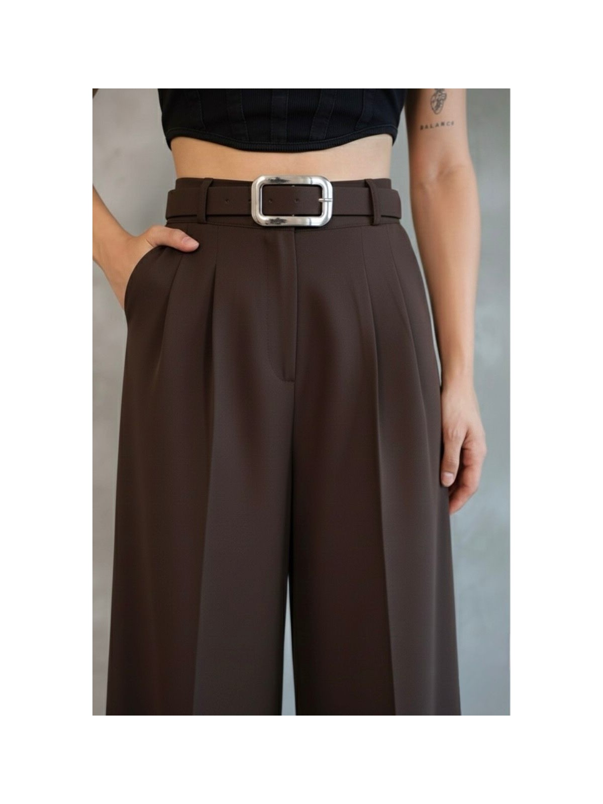 Haka Giyim Kadın Palazzo Pileli Pantolon Ithal Doubleface Kumaş Yüksek Kaliteli Ürün Yüksek Bel Kemerli