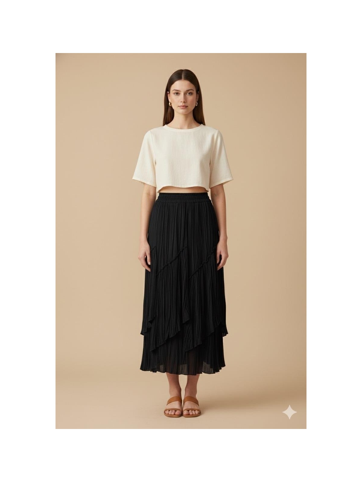 Sentez 5475 Viola Parçalı Kırıştırma Etek