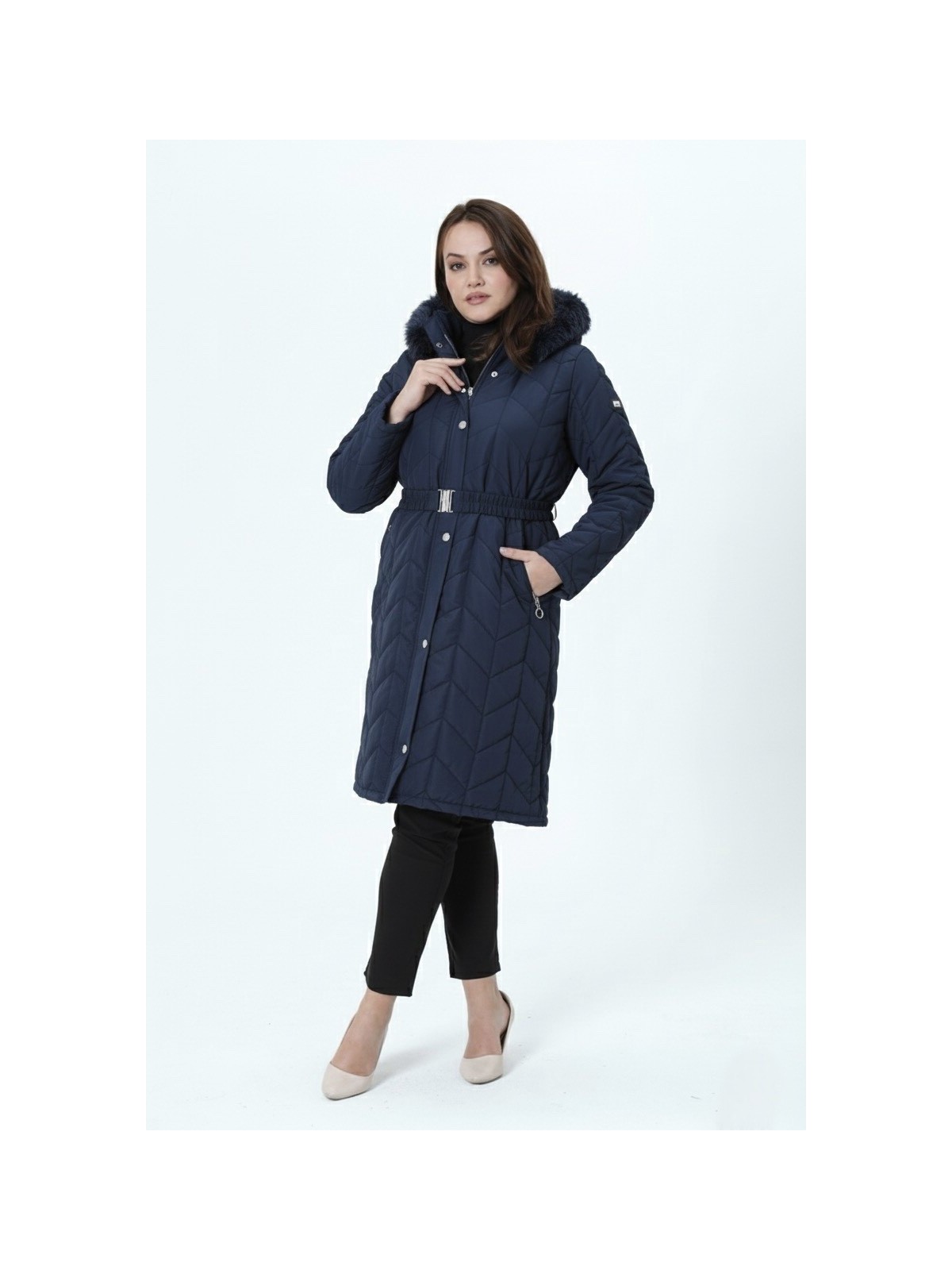 Glr & Gym Meralcan Kaddın Büyük Beden Astarlı Nova Kumaş Kapitone Mont - Görsel 4