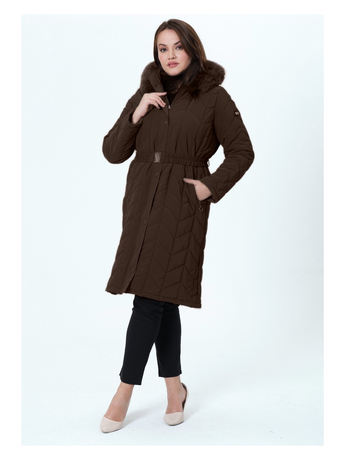 Glr & Gym Meralcan Kaddın Büyük Beden Astarlı Nova Kumaş Kapitone Mont