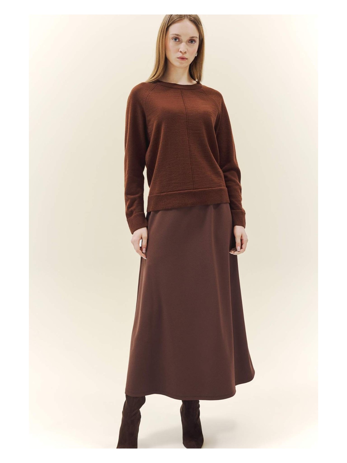 DeFacto A Kesim Krep Maxi Etek A4706AX25WN - Görsel 4