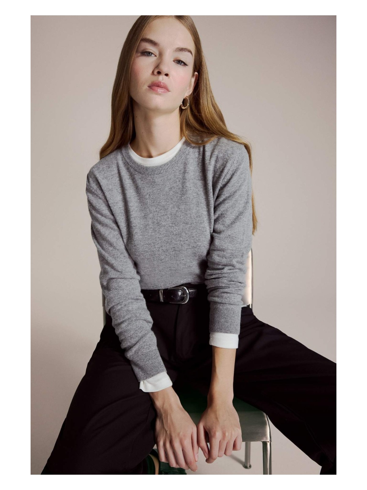 DeFacto Yün Karışımlı Bisiklet Yaka Triko Kazak G1385AX25WN - Görsel 3