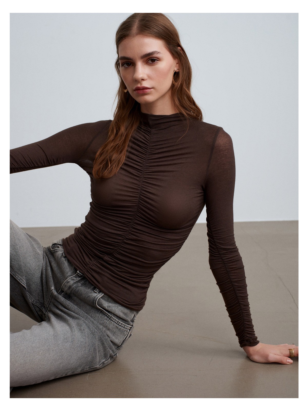 Dilvin 32333 Kaşmir Karışımlı Büzgülü Bluz-Siyah - Görsel 3