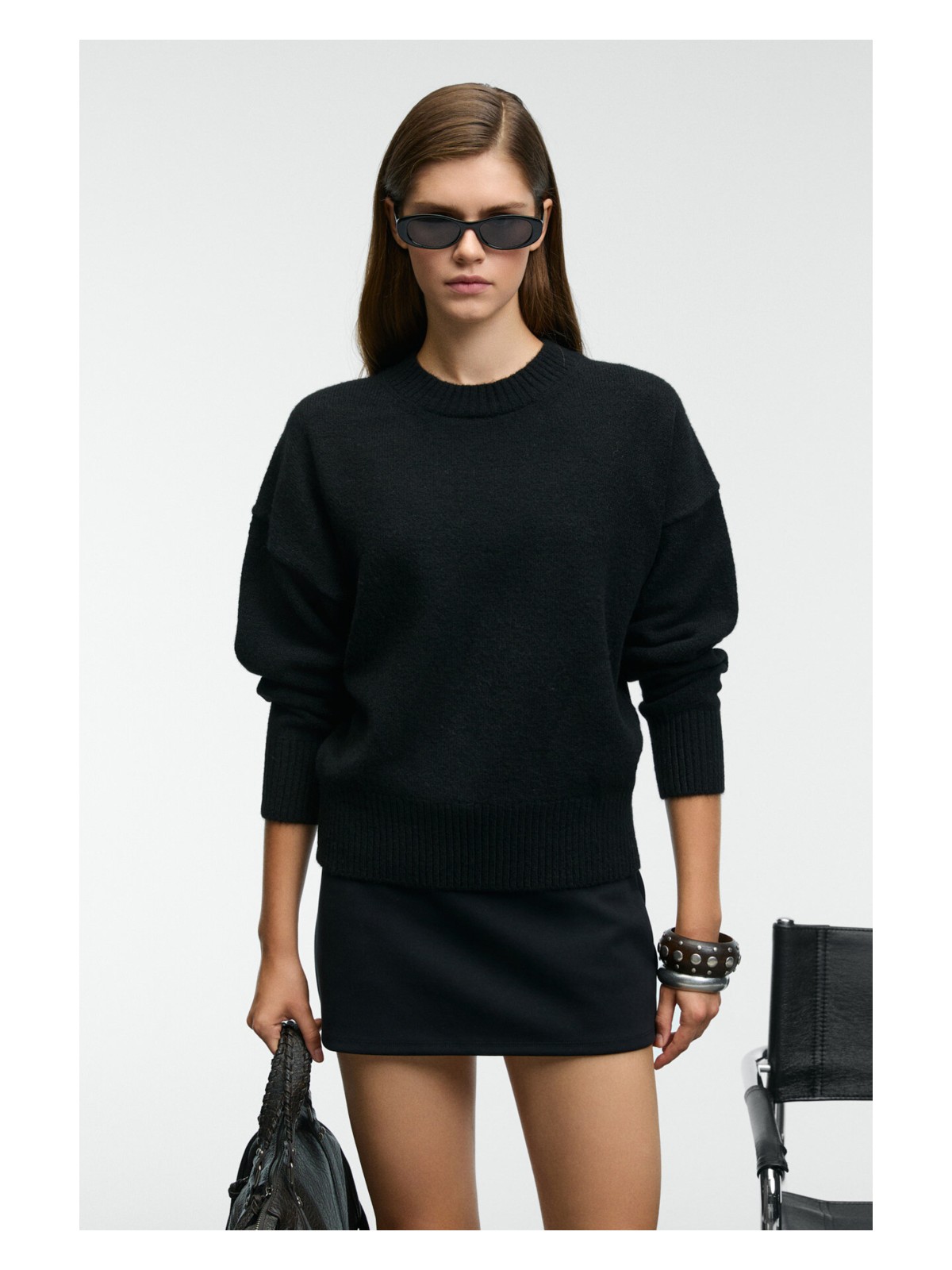 Grimelange Nanna Kadın Oversize Fit Bol Kalıp Yuvarlak Yaka Recycle Triko Grimelanj Kazak - Görsel 4