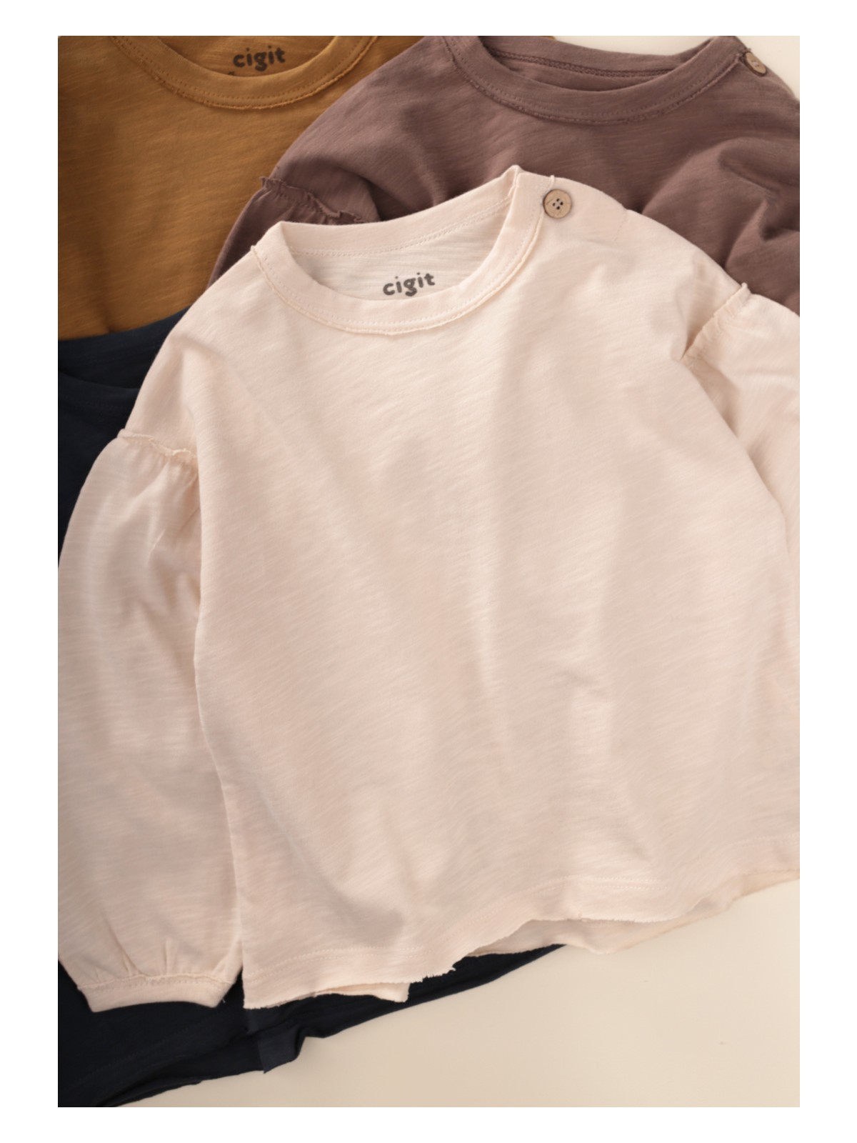 Cigit Fırçalı Rustik Uzun Kollu T-Shırt 1-7 Yaş Olive - Görsel 4