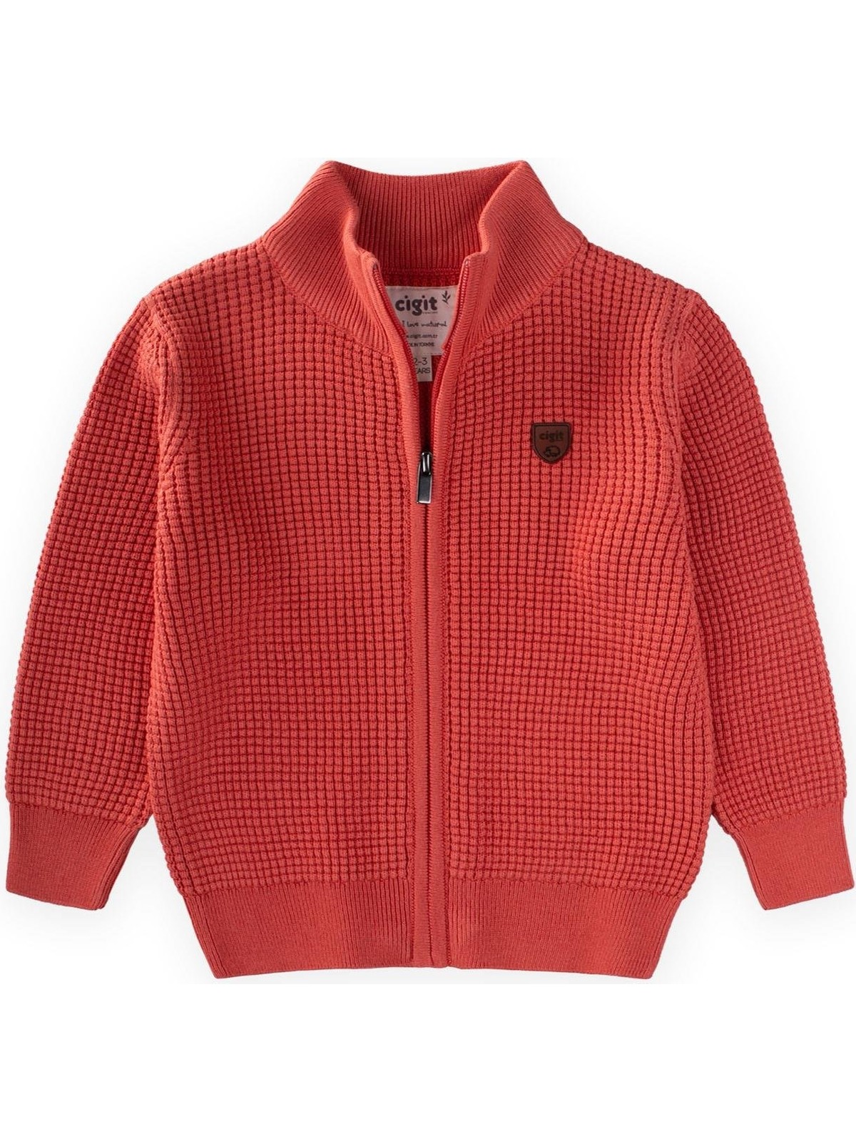 Cigit Selanik Fermuarlı Triko Hırka 2-11 Yaş Somon