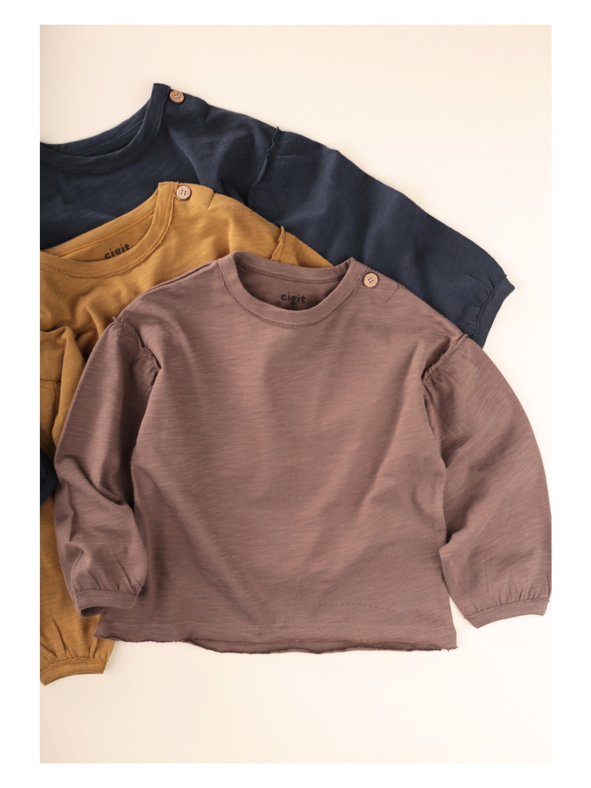 Cigit Fırçalı Rustik Uzun Kollu T-Shırt 1-7 Yaş Olive - Görsel 3