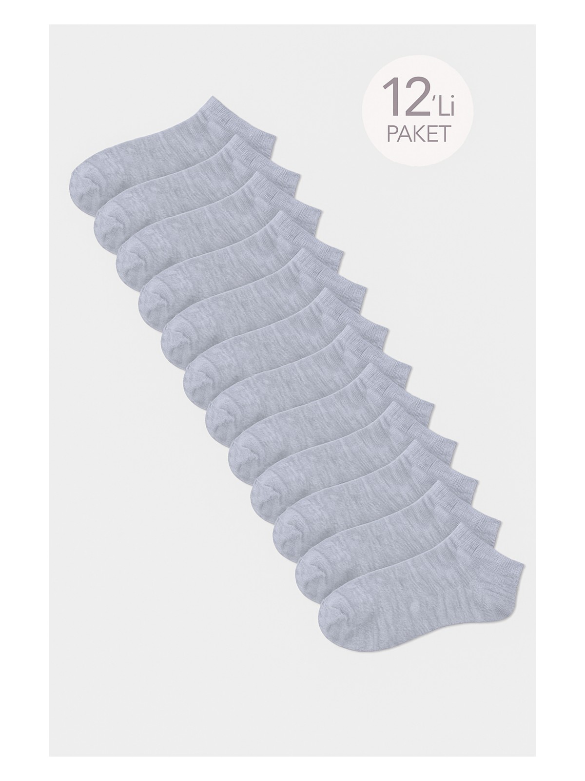 Katia & Bony Unisex 12'li Basic Step Çorap Gri - Görsel 2