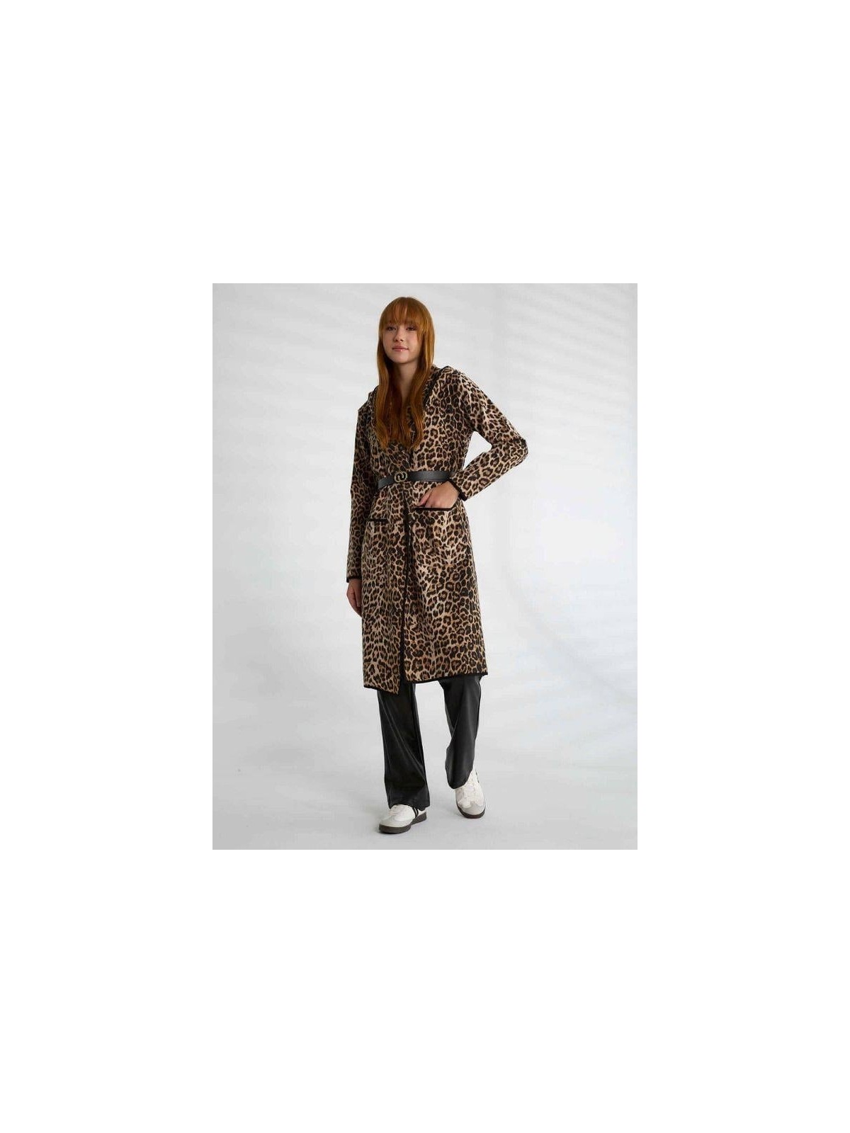 Kokoşum Butik 37826 Leopar Kapşonlu Trench Leo