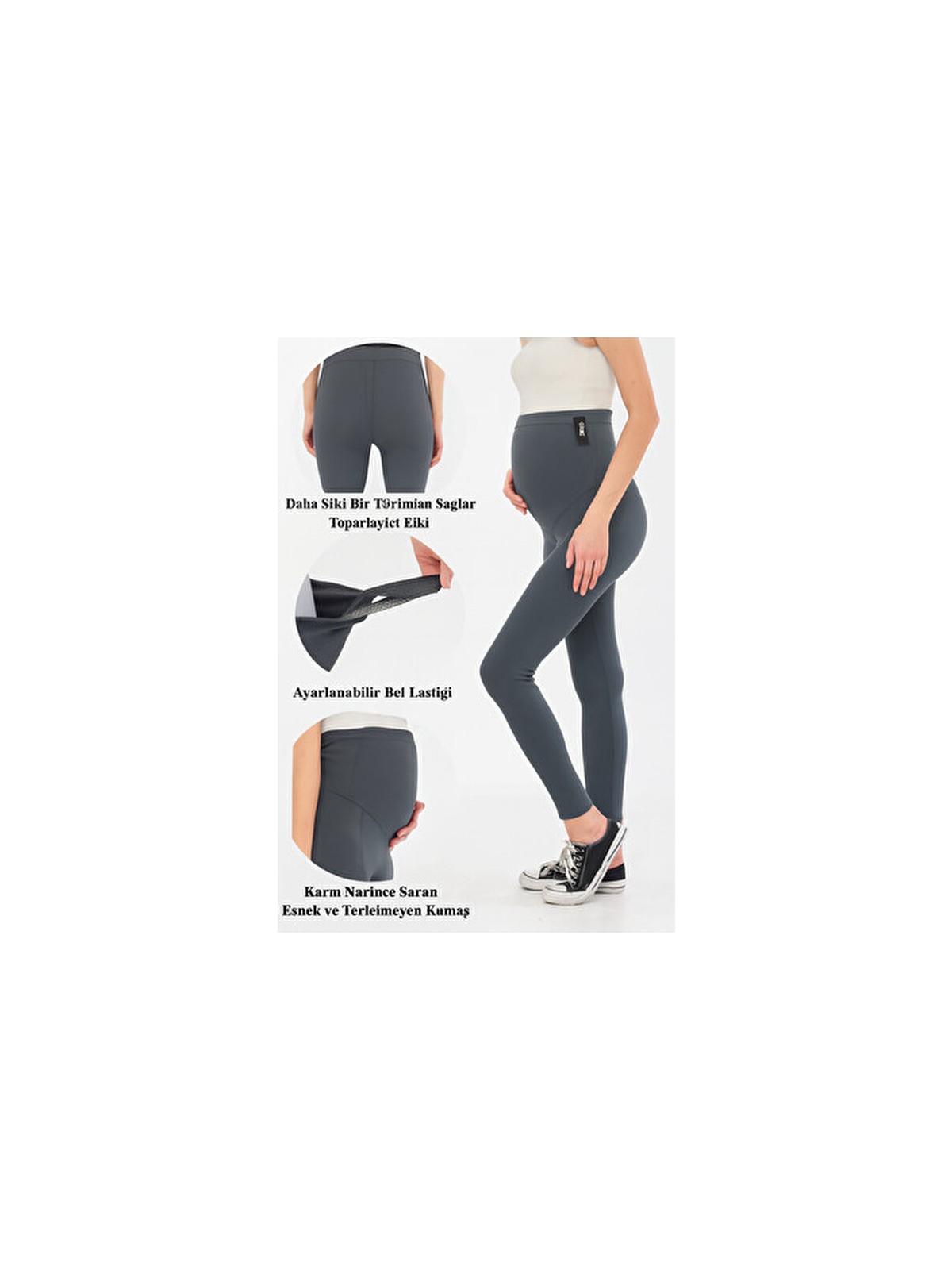 Lesa Wear Beli Ayarlanabilir, Yüksek Bel, Toparlayıcı, Sıkılaştırıcı ve Esnek, Dar Paça Hamile Tayt Kahverengi - Görsel 4